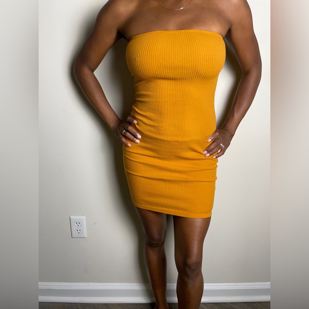 Strapless Divided Ribbed Dress